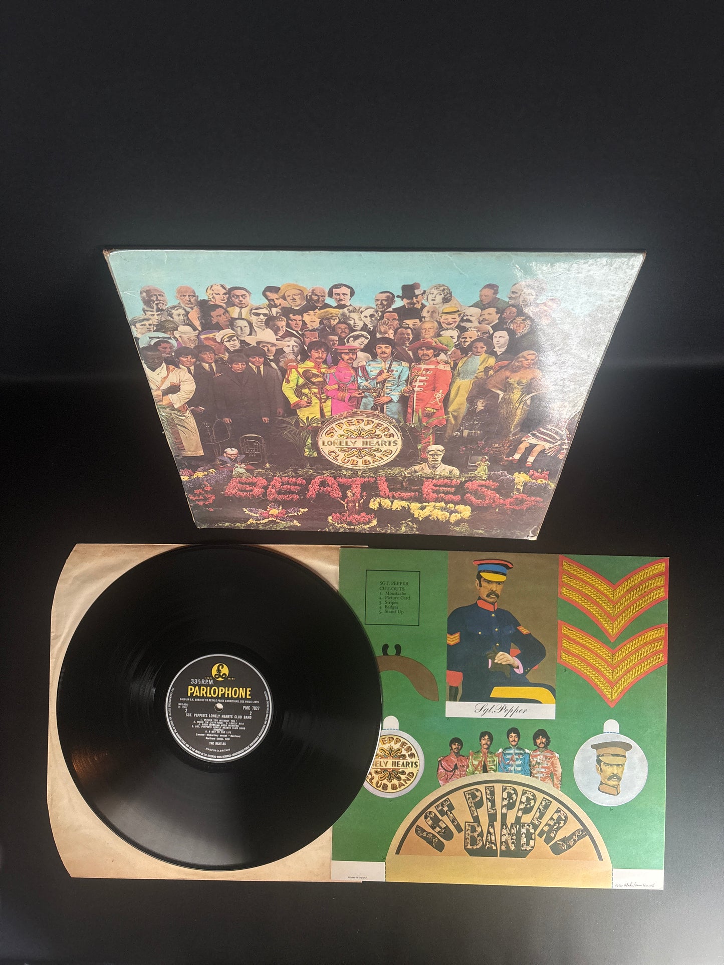 The Beatles Sgt Pepper’s Lonely Hearts Club Band 1967 UK LP Parlophone PMC 7027 XEX 637-1 Original Press VG+ Complete