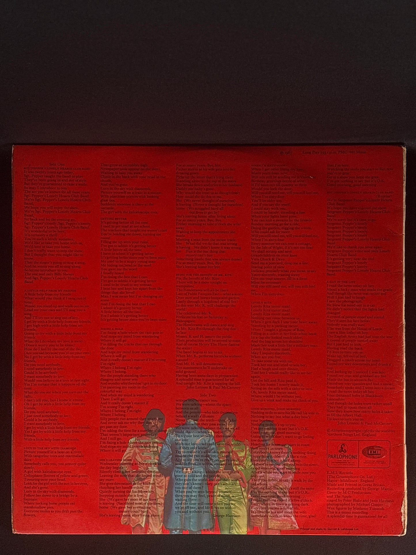 The Beatles Sgt Pepper’s Lonely Hearts Club Band 1967 UK LP Parlophone PMC 7027 XEX 637-1 Original Press VG+ Complete