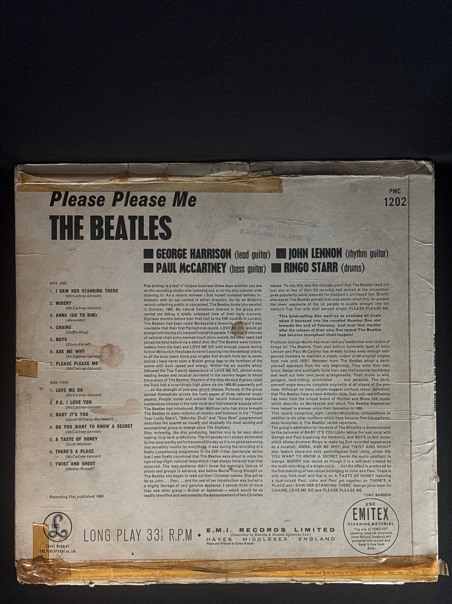 The Beatles Please Please Me 1963 UK LP Parlophone PMC 1202 XEX 421-1N Mono Early Press G+/VG Vinyl