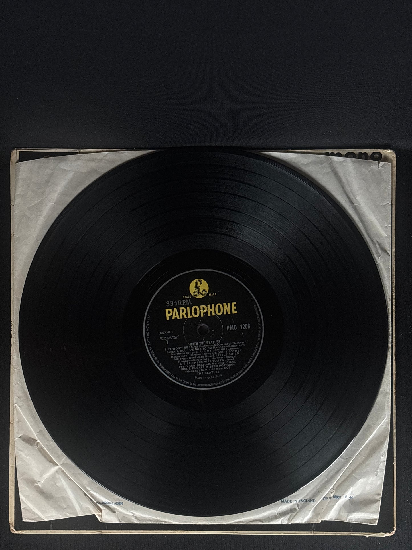 The Beatles With The Beatles 1963 UK Mono LP Parlophone PMC 1206 XEX 447-1N Early Press VG+ Vinyl