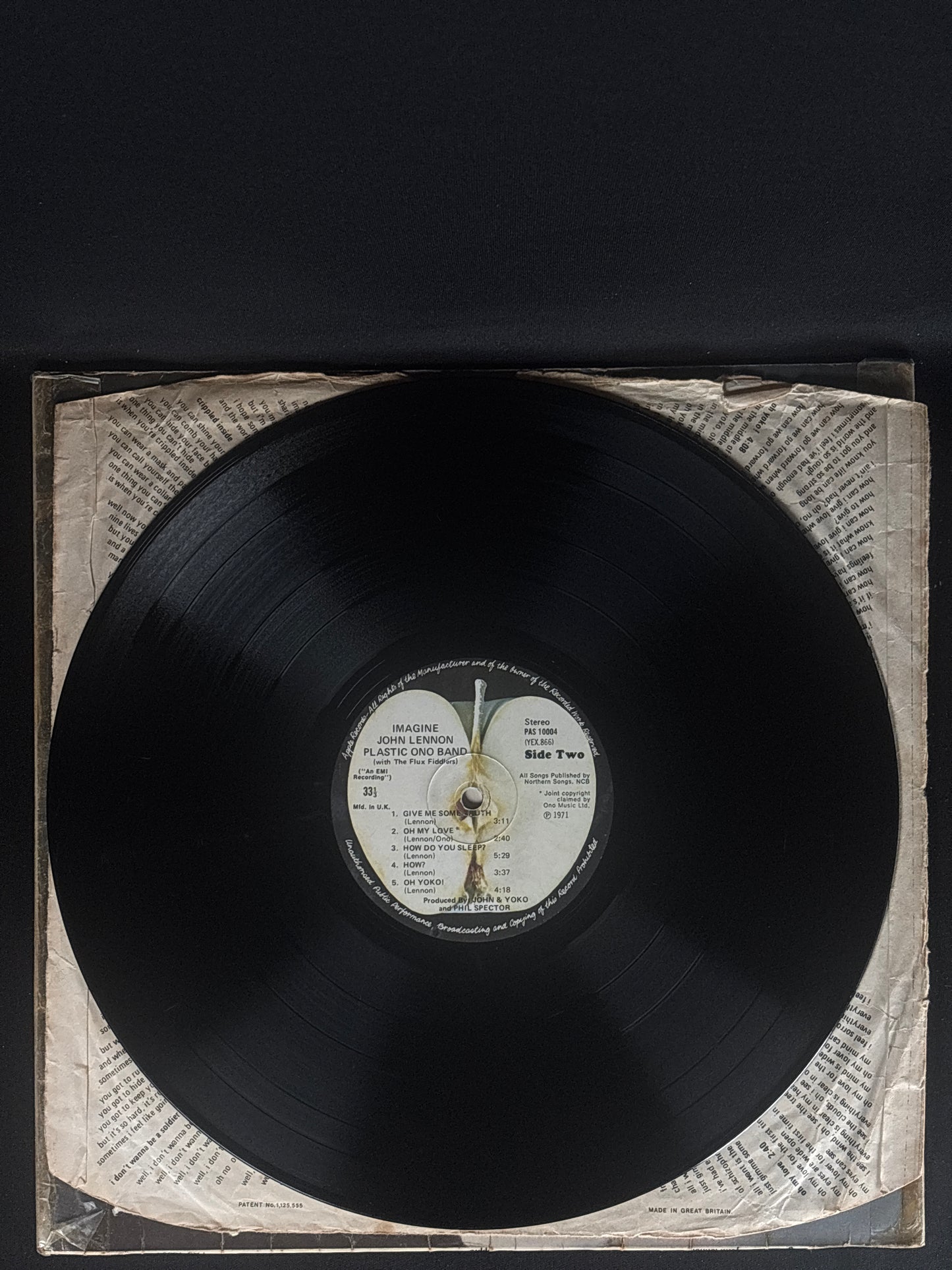 John Lennon Imagine 1971 UK LP Apple PAS 10004 YEX 865-1U Early Press VG+ Vinyl