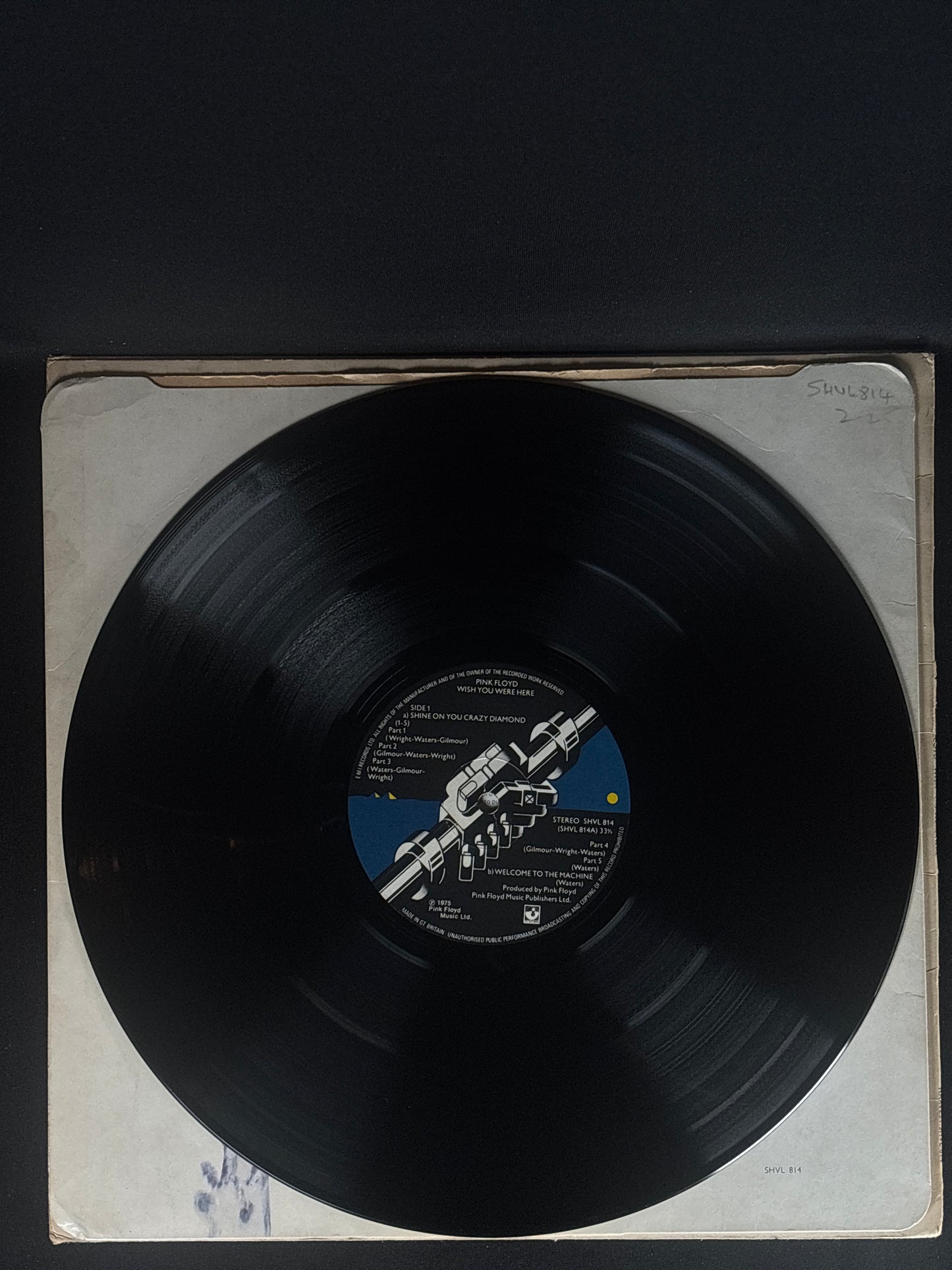 Pink Floyd Wish You Were Here 1975 UK LP Harvest SHVL 814 A-1 Early Press VG+ Vinyl