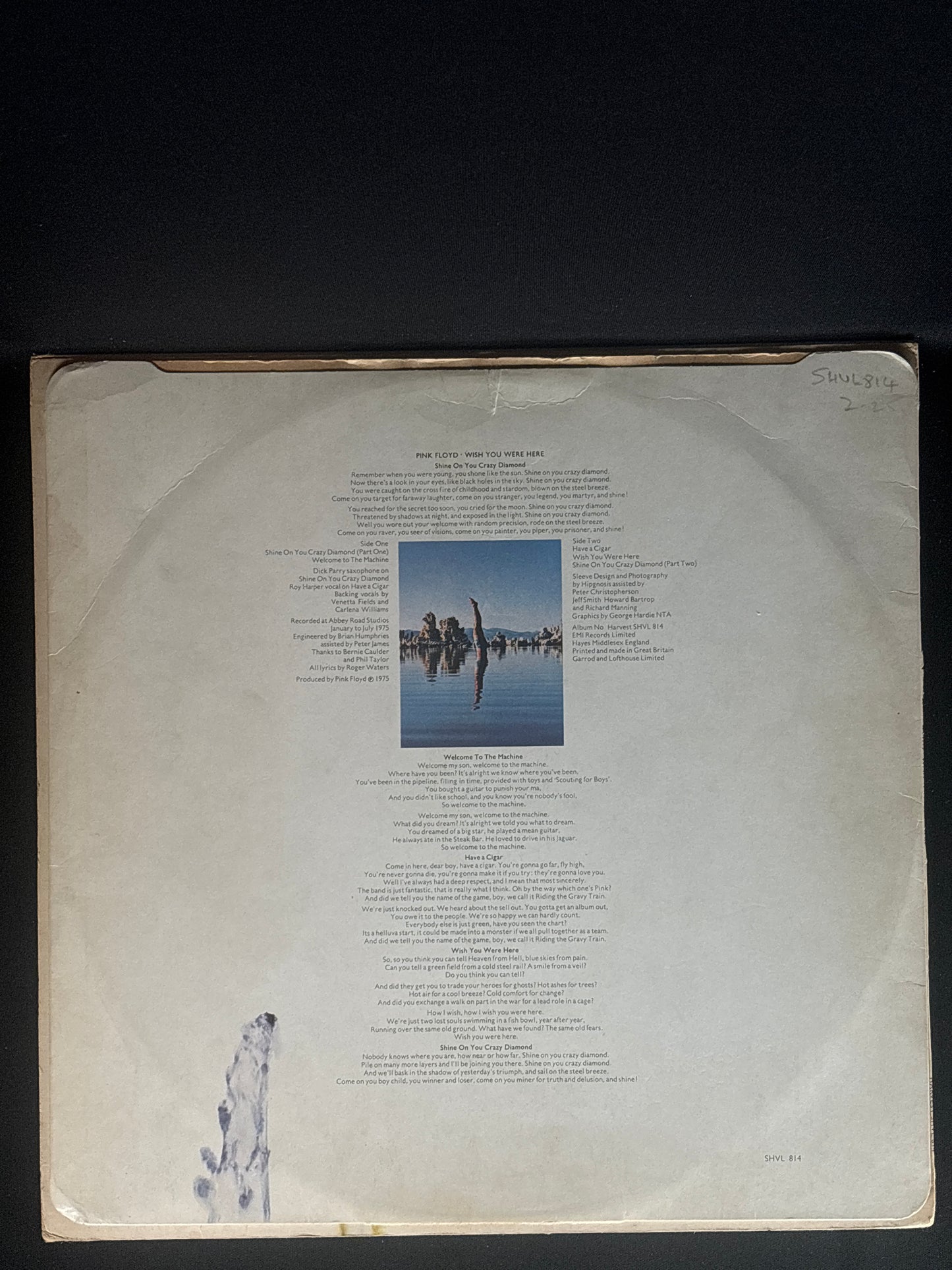 Pink Floyd Wish You Were Here 1975 UK LP Harvest SHVL 814 A-1 Early Press VG+ Vinyl