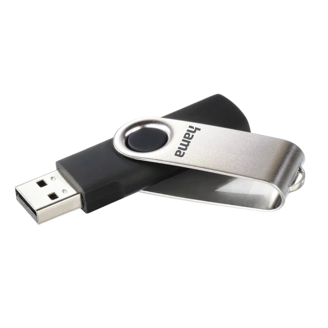 Hama Rotate 64GB USB Flash Drive, Rotating Cap, Black Silver