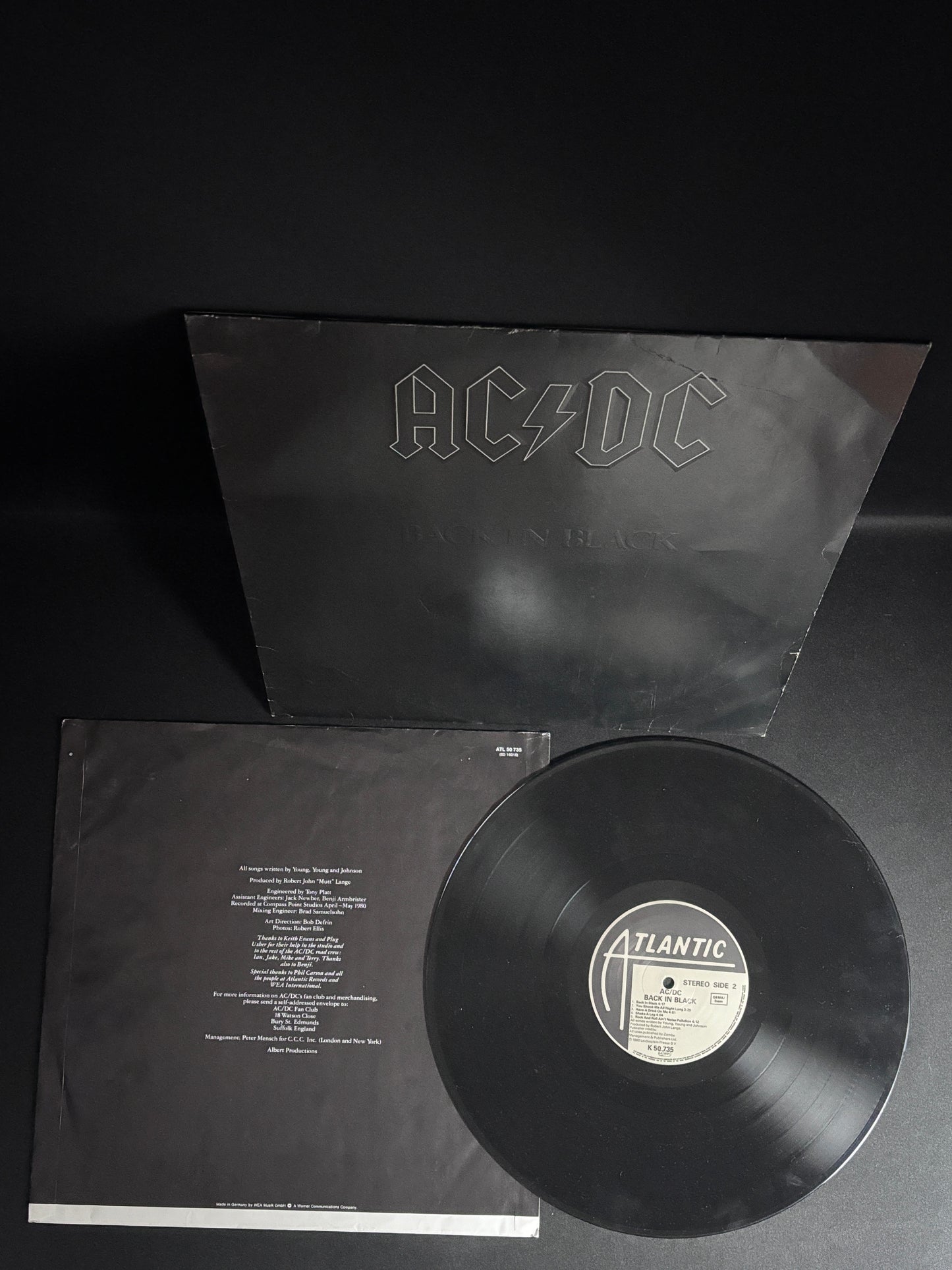 ACDC Back In Black 1980 LP K50735 Atlantic VG+ Vinyl