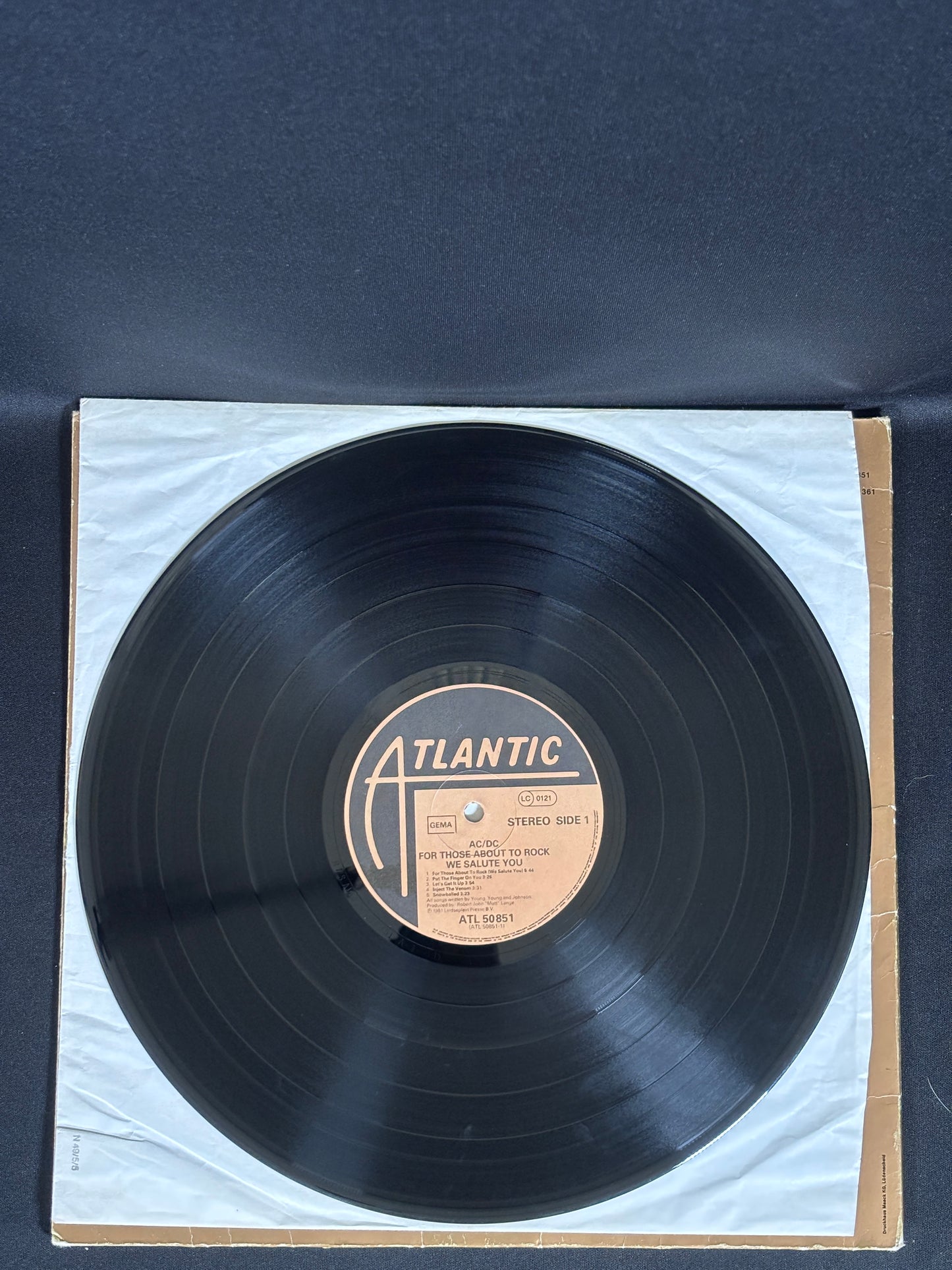 ACDC For Those About To Rock 1981 EU LP ATL50851 A3 VG