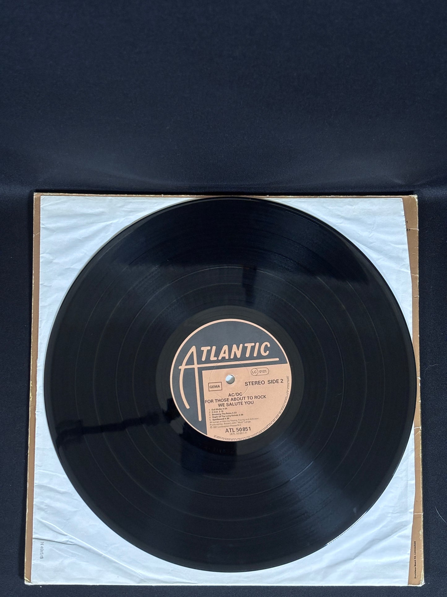 ACDC For Those About To Rock 1981 EU LP ATL50851 A3 VG