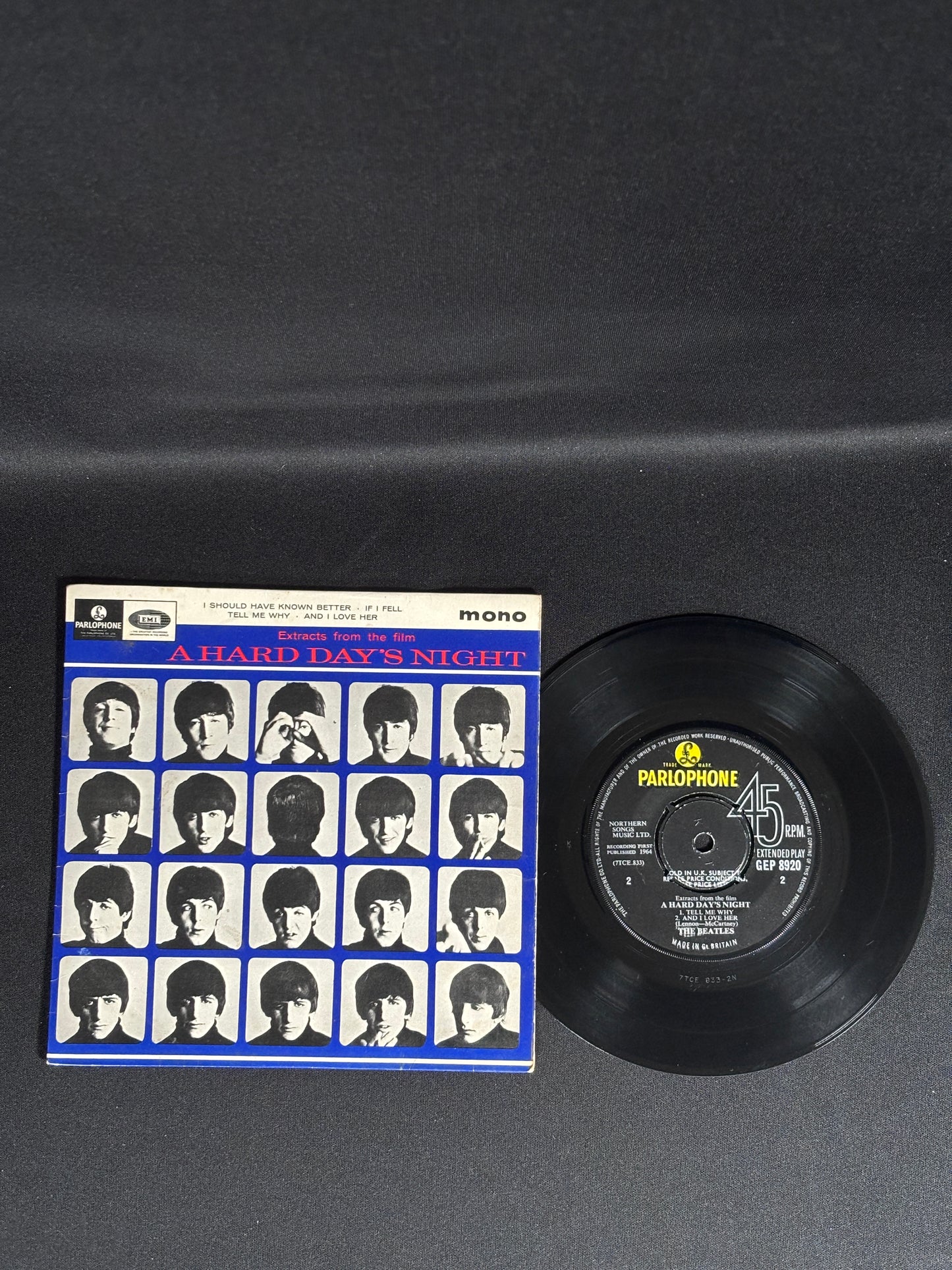 The Beatles A Hard Days Night 1964 EP GEP8920 Parlophone 1N Mono VG Vinyl