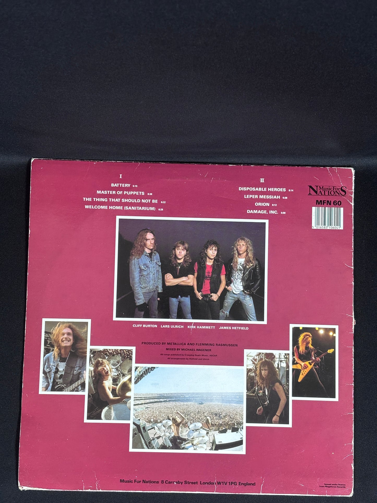 Metallica Master Of Puppets UK LP MFN 60 AA Music For Nations VG Classic Metal