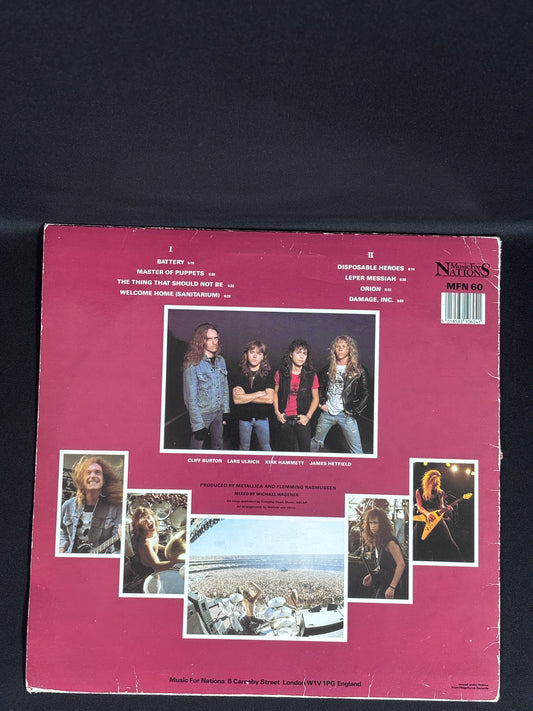 Metallica Master Of Puppets UK LP MFN 60 AA Music For Nations VG Classic Metal