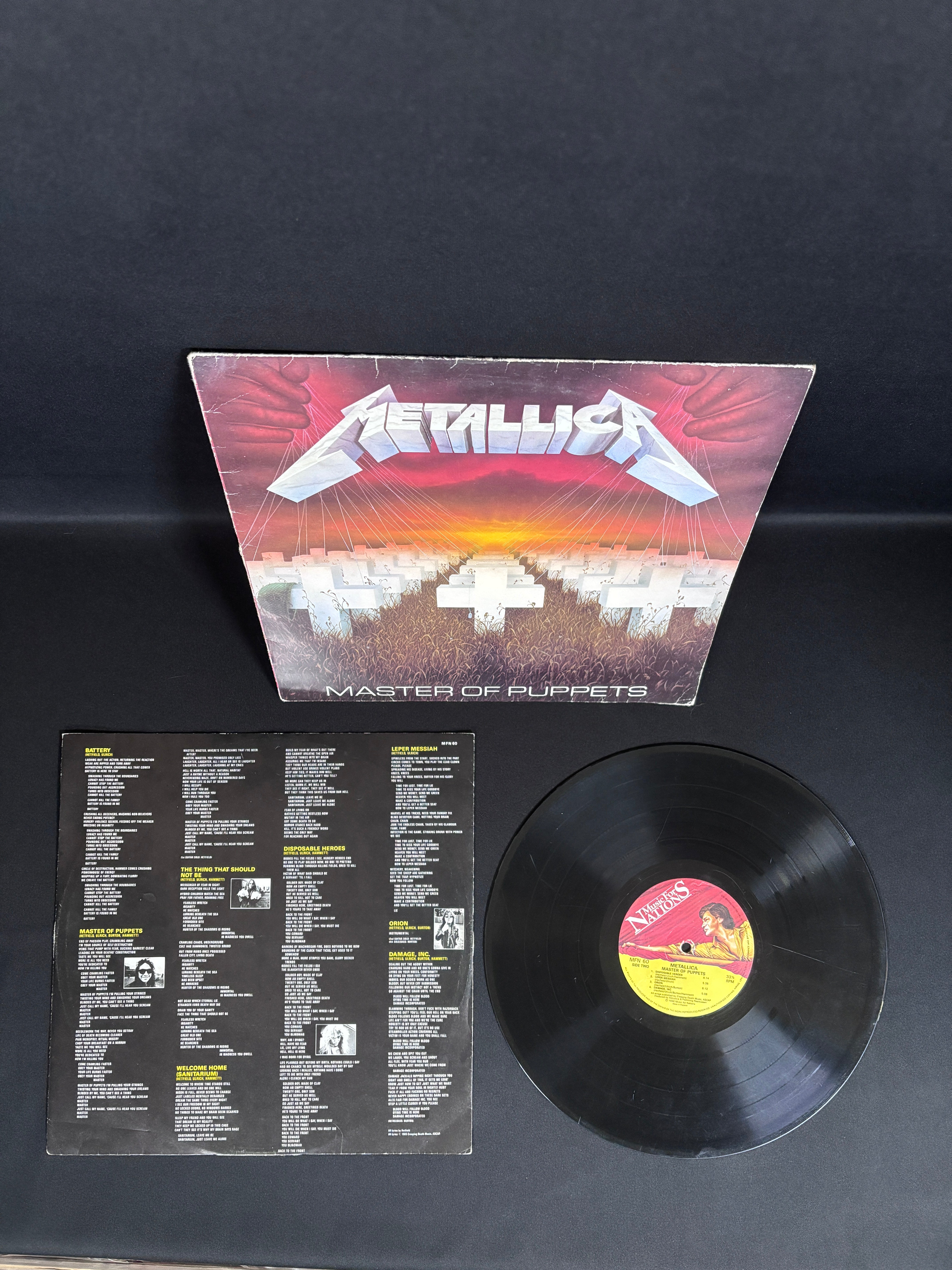 Metallica Master Of Puppets UK LP MFN 60 AA Music For Nations VG